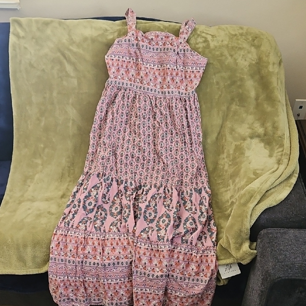 Floral Pink and Blue Maxi Dress